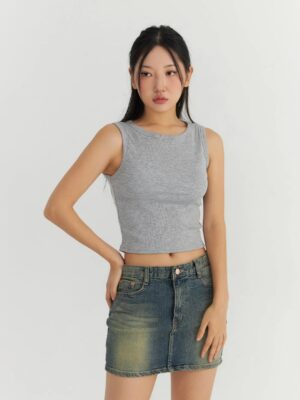 Cropped Regata Cinza Crop Top Soltinho Regatinha Lisa Sem Estampas (02)