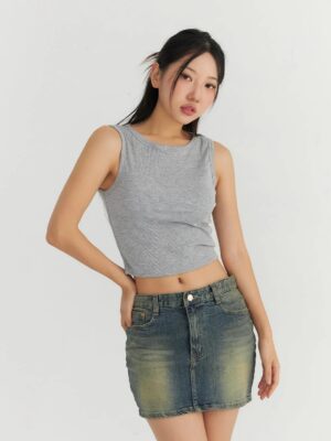 Cropped Regata Cinza Crop Top Soltinho Regatinha Lisa Sem Estampas (04)
