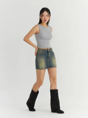 Cropped Regata Cinza Crop Top Soltinho Regatinha Lisa Sem Estampas (07)