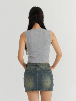 Cropped Regata Cinza Crop Top Soltinho Regatinha Lisa Sem Estampas (08)