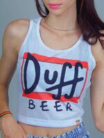 Cropped Regata Duff Beer Regatinha Crop Top Branco - No Sense