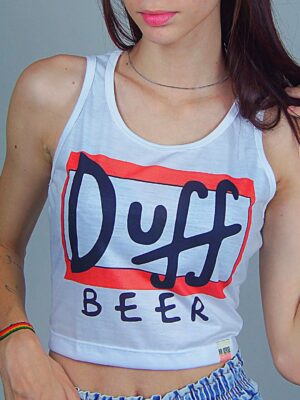 Cropped Regata Duff Beer Regatinha Crop Top Branco - No Sense