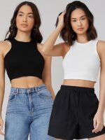 Cropped Regata Tee 100% Algodão Branco ou Preto