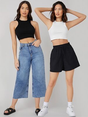 Cropped Regata Tee 100% Algodão Branco ou Preto (2)