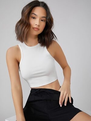 Cropped Regata Tee 100% Algodão Branco ou Preto (7)