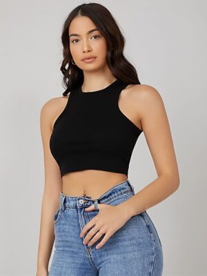 Cropped Regata Tee 100% Algodão Branco ou Preto (9)