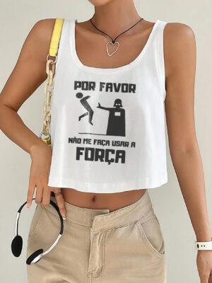 Camiseta Cropped Star Wars Blusa "Usar A Força" Darth Vader Soltinha - No Sense