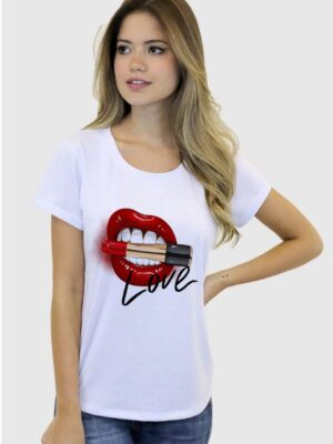 NS_Camisetas Básicas Babylook Batom Love Branca Tee - No Sense (1)