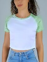 Blusa Cropped Raglan Folhas Soltinha Estampada - No Sense