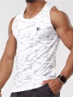 Regata Fitness Camuflado Esportiva Dry Fit Branco