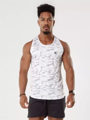 Regata Fitness Camuflado Esportiva Dry Fit Branco (02)