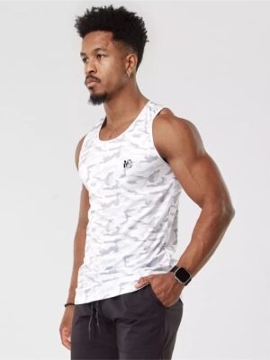 Regata Fitness Camuflado Esportiva Dry Fit Branco (03)