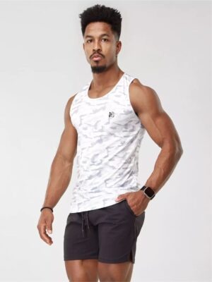 Regata Fitness Camuflado Esportiva Dry Fit Branco (04)