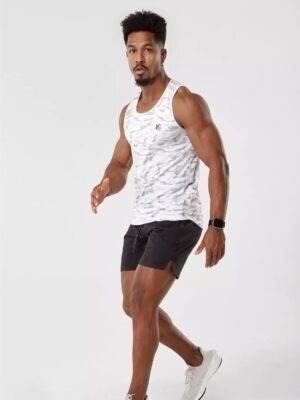 Regata Fitness Camuflado Esportiva Dry Fit Branco (05)