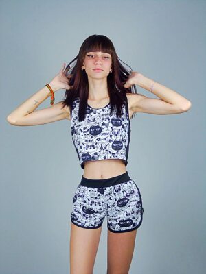 Short Barra Fã de Gatos Preto e Branco (3)