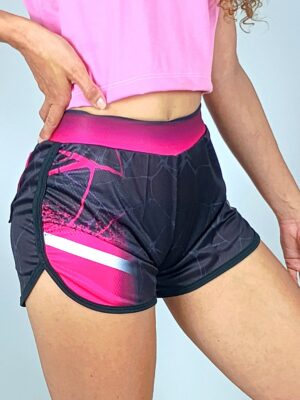 Short Barra Preto e Rosa Degrade Fit Dry Raiado - TOTAL - No Sense (1)
