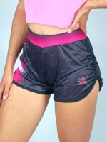 Short Barra Preto e Rosa Degrade Fit Dry Raiado - TOTAL - No Sense