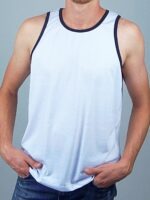 Camiseta Regata Masculino Ringer Tee Preto e Branco Lisa Sem Estampa - No Sense