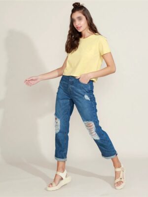 Blusa Cropped Amarelo Pastel Com Bolso Lisa Sem Estampa Soltinha - No Sense (4)