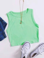 Blusa Verde Água Cropped Regata Soltinha Crop Top Tank - No Sense