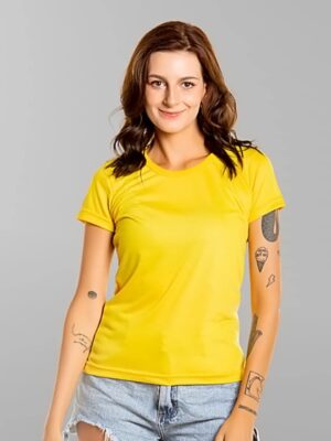 Camisetas Feminina Babylook Básica Amarelo Canário Lisa Sem Estampa - No Sense (2)