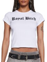 Cropped Tee Branco Soltinha Royal Bitch